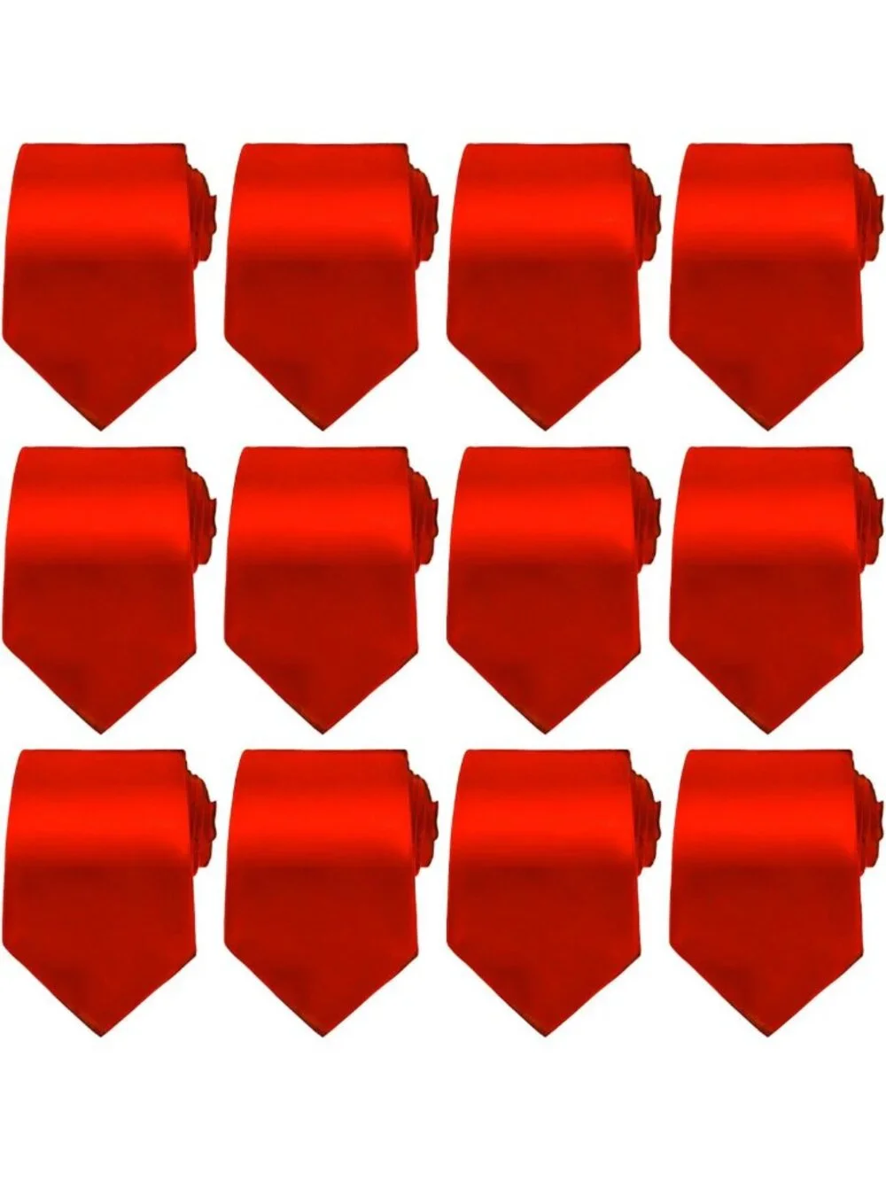 12 Pack Solid Red Ties for Men | Satin Neckties Bulk | Classic Formal